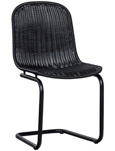 Hoorns Černá ratanová jídelní židle Welda