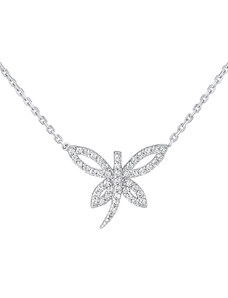 Silvego Stříbrný náhrdelník s přívěskem vážky Partia s Brilliance Zirconia dámský i dětský QR21PS