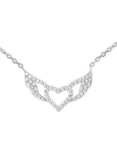 Silvego Stříbrný náhrdelník andělské srdce Isaiah s Brilliance Zirconia dámský i dětský QR28PS