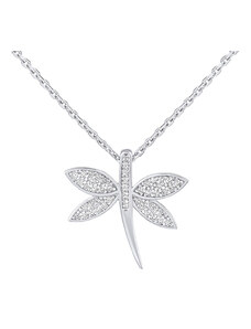 Silvego Stříbrný náhrdelník s přívěskem vážky Furia s Brilliance Zirconia dámský i dětský QR85PS