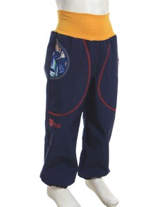 BajaDesign Zimní softshellové kalhoty pro holky, tm. modré + peříčka na petrolejové