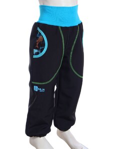 BajaDesign Zimní softshellové kalhoty pro kluky, černé + žraloci na černé