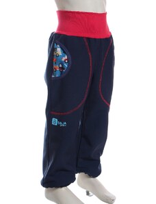 BajaDesign Zimní softshellové kalhoty pro chlapečky, tm. modré + stavební stroje