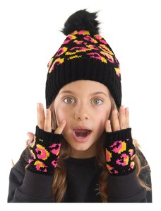 mshb&g Mushi Pink Leopard Girl's Beret and Gloves Set