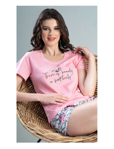 Vienetta Dámské pyžamo šortky Maggie, barva světle růžová, 100% bavlna