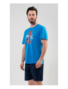 Gazzaz Pánské pyžamo šortky Kotva, barva modrá, 100% bavlna