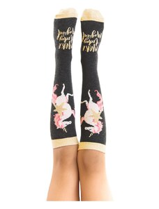 Mushi Unicorn Girls Kids Knee High Socks Black