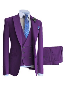 MC BUSINESS Pánský stylový oblek 3v1 s dvouřadou vestou