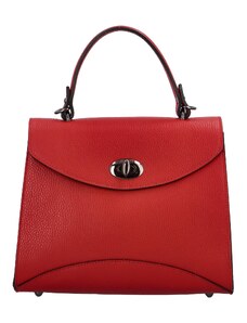 Delami Vera Pelle Luxusní dámská kožená kufříková kabelka do ruky Anne, červená