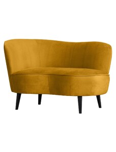 Hoorns Okrově žluté sametové lounge křeslo Norma 112 cm, levé
