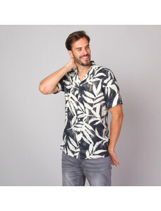 Willsoor Pánská grafitová košile havajského stylu s palmovými listy 14334