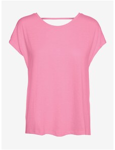 Růžové tričko s výstřihem na zádech VERO MODA Ulja June - Dámské