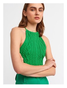 Dilvin 10152 Laced Back Neck Knitwear Singlet-green