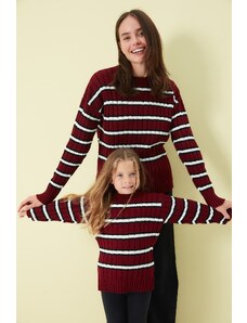 Trendyol Claret Red Color Block Unisex Kids Knitwear Sweater