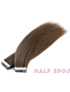 Vlasové PU pásky HALF poloviční tape in na prodlužování vlasů 50cm 06 - teplá světle hnědá