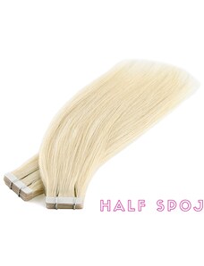 Vlasové PU pásky HALF poloviční tape in na prodlužování vlasů 50cm 60 - platina