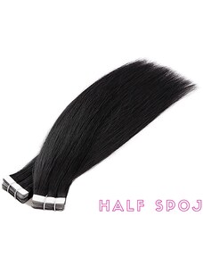 Vlasové PU pásky HALF poloviční tape in na prodlužování vlasů 50cm 01 - černá jako uhel