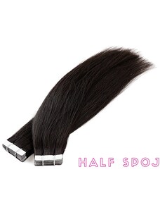 Vlasové PU pásky HALF poloviční tape in na prodlužování vlasů 50cm 1B - přírodně černá