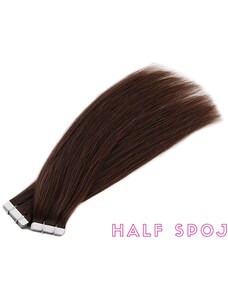 Vlasové PU pásky HALF poloviční tape in na prodlužování vlasů 30cm 02 - tmavě hnědá