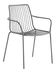 Pedrali Antracitově šedá kovová zahradní židle Nolita 3656 s područkami