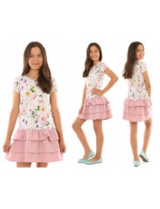 Dívčí šaty s květy a volány, KR287-116 116