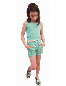 Dívčí komplet krátký top a šortky zelený, KA331GN-110/116 110/116