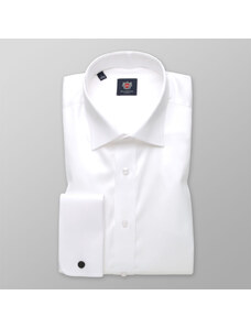 Willsoor Pánská bílá košile slim fit na manžetové knoflíčky 13444
