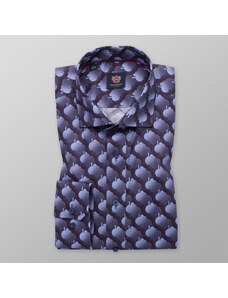 Willsoor Pánská slim fit košile modré barvy s orientálním vzorem 13562