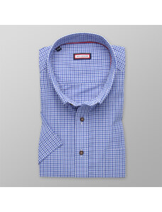 Willsoor Pánská klasická košile modré barvy s kostkovaným vzorem 14024