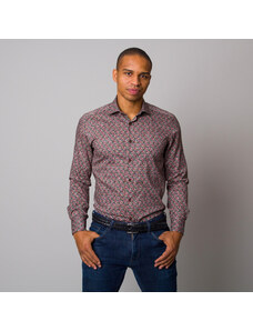 Willsoor Pánská košile slim fit s barevným puntíkovaným vzorem 13185