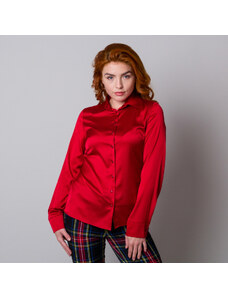 Willsoor Dámská košile červené barvy s hladkým vzorem 13202