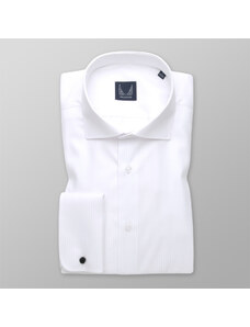 Willsoor Pánská slim fit bílá košile se vzorem herringbone 13280