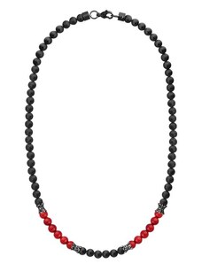 Manoki Pánský korálkový náhrdelník Efrain - 6 mm přírodní onyx a korál