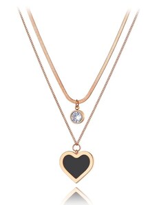Victoria Filippi Stainless Steel Ocelový dvojitý náhrdelník Madeleine Gold - ocel, zirkon, srdce