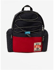 Červeno-černý pánský batoh s umělým kožíškem Diesel - Pánské