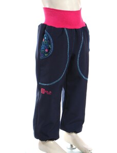 BajaDesign Jarní softshellové kalhoty holky, tm. modré + hvězdičky