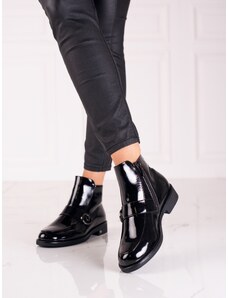 W. POTOCKI Moderní kotníčkové boty dámské černé na plochém podpatku