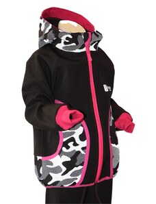 BajaDesign softshellová bunda pro holčičky, REFLEXNÍ maskáč + růžová
