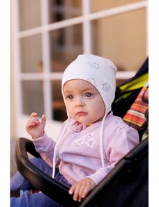 Hugo Bavlněná kojenecká čepice na zavázky s potiskem