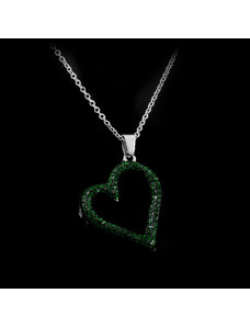 Krásný jemný přívěsek Srdce se zirkony Green | DG Šperky