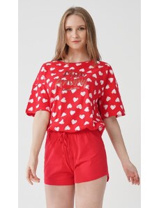 Vienetta Dámské pyžamo šortky Mon amour - červená