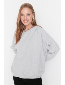 Trendyol Gray Melange Raglan Sleeve Oversize Thin Knitted Sweatshirt