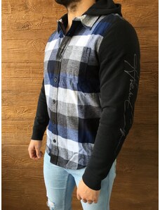 Hollister károvaná flanelová košile s kapucí