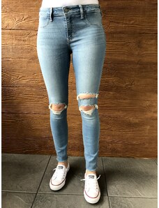 Hollister světle modré potrhané džíny s nízkým pasem