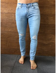 Hollister světle modré potrhané skinny džíny
