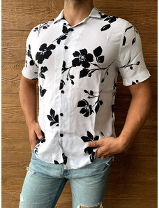 Hollister bílo-černá květovaná košile