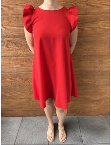 Červené áčkové šaty s volánky