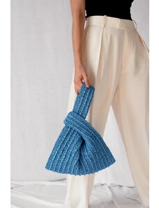 Plexida Raffia Bag In Blue - Knot Bag
