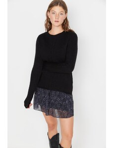 Trendyol Black Wool Knitted Detailed Knitwear Sweater