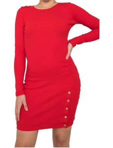 červené mini přiléhavé šaty s dlouhými rukávy